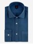 Overhemd Italiaanse kraag in biologisch oxford onweersblauw