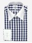 Overhemd Franse kraag in twill vichy marineblauw