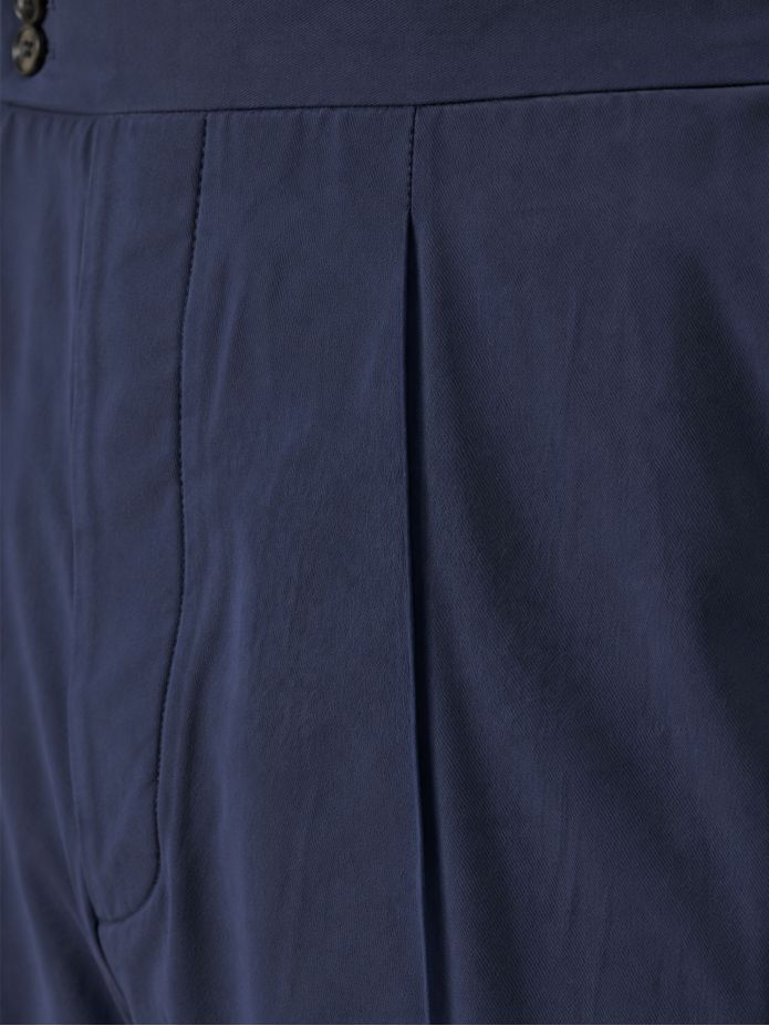 Blauwe marine broek met plooien - Braga