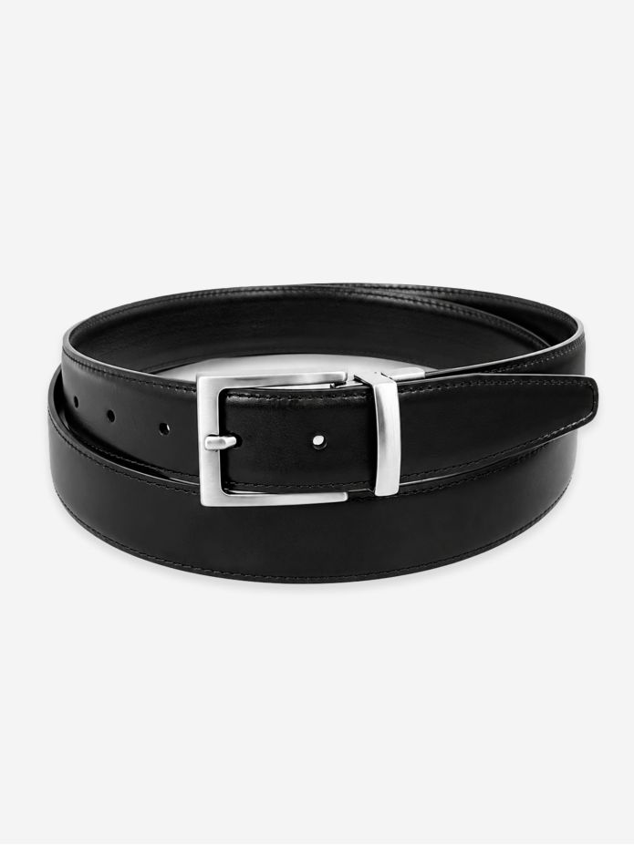 Omkeerbare riem zwart leer en nubuck - Clint