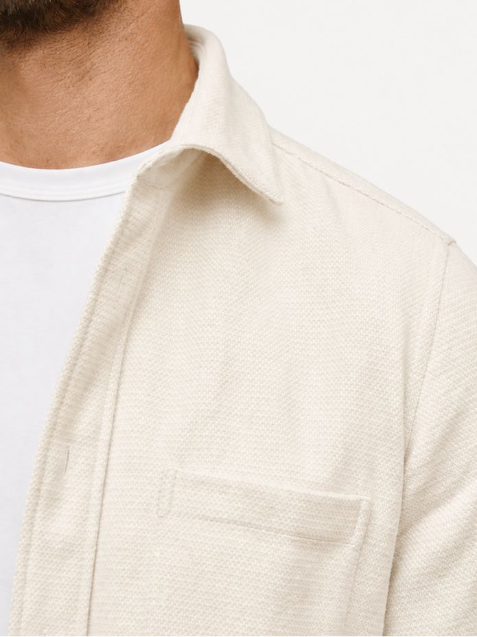 Ecru flanellen overshirt van katoen