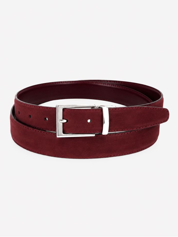 Omkeerbare riem bordeaux leer en nubuck - Clint