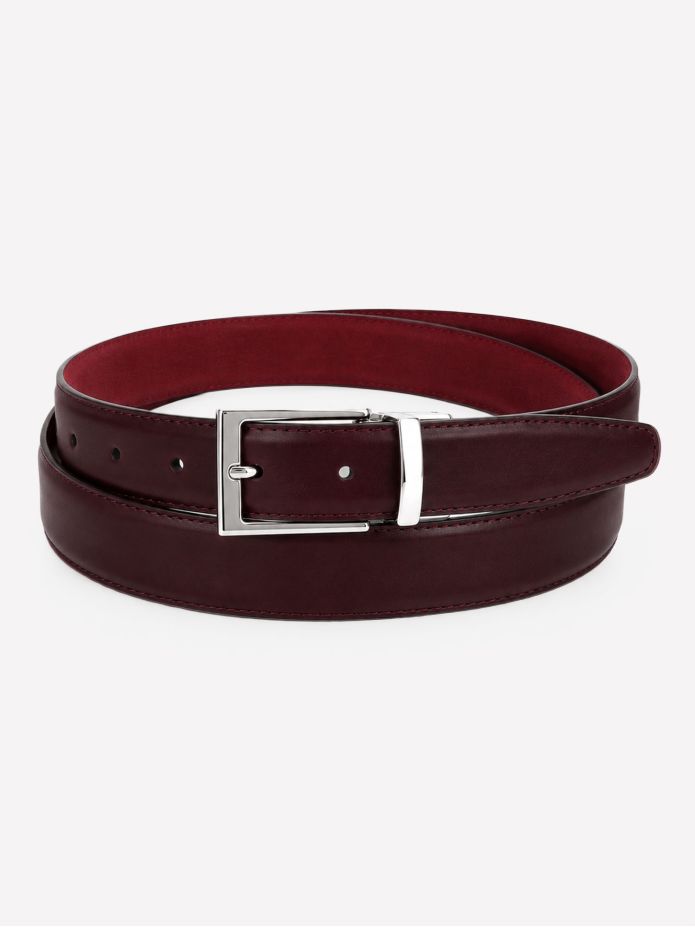 Omkeerbare riem bordeaux leer en nubuck - Clint