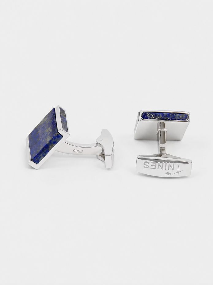 Vierkante manchetknopen massief zilver en lapis lazuli Minkebe