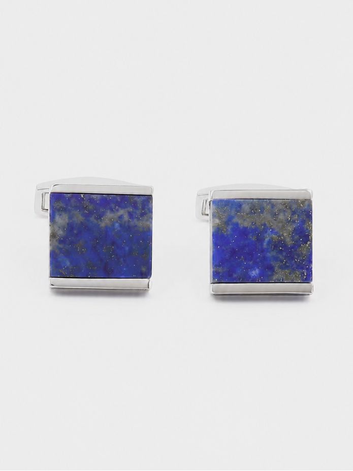 Vierkante manchetknopen massief zilver en lapis lazuli Minkebe