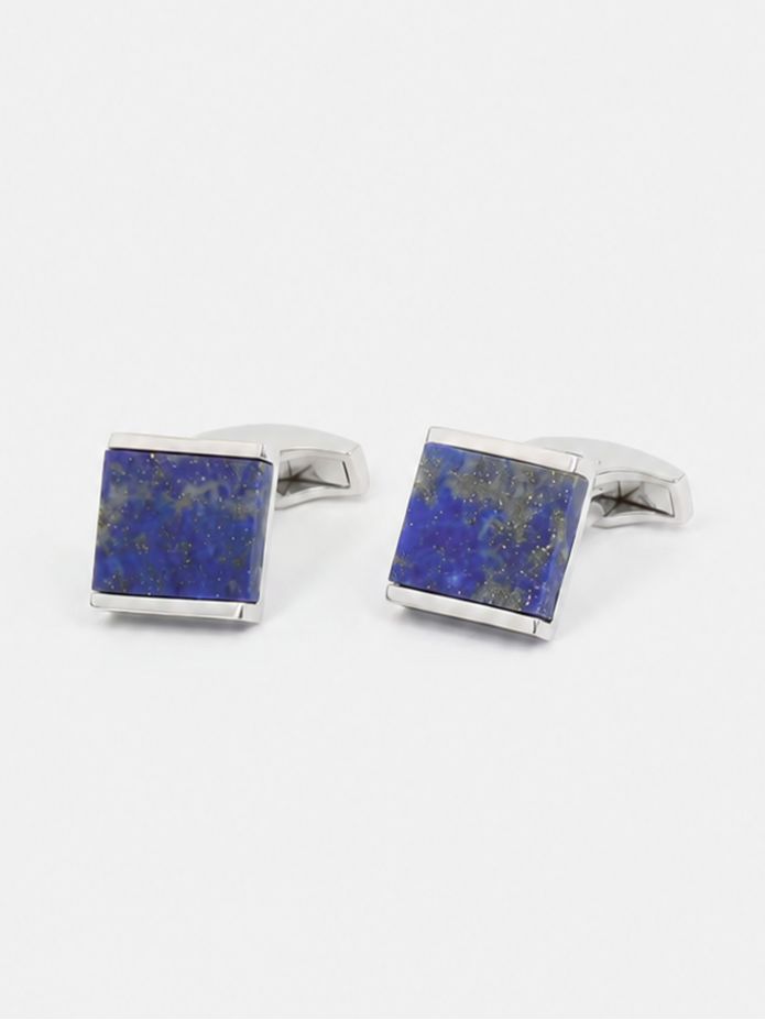 Vierkante manchetknopen massief zilver en lapis lazuli Minkebe