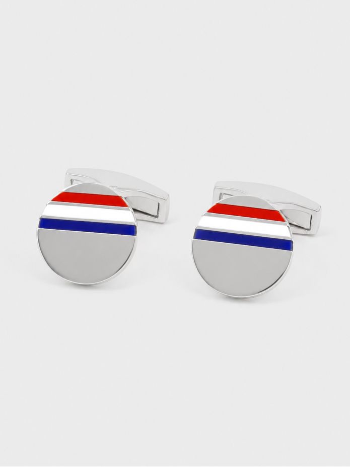 Driekleurige manchetknopen massief zilver Cezembre
