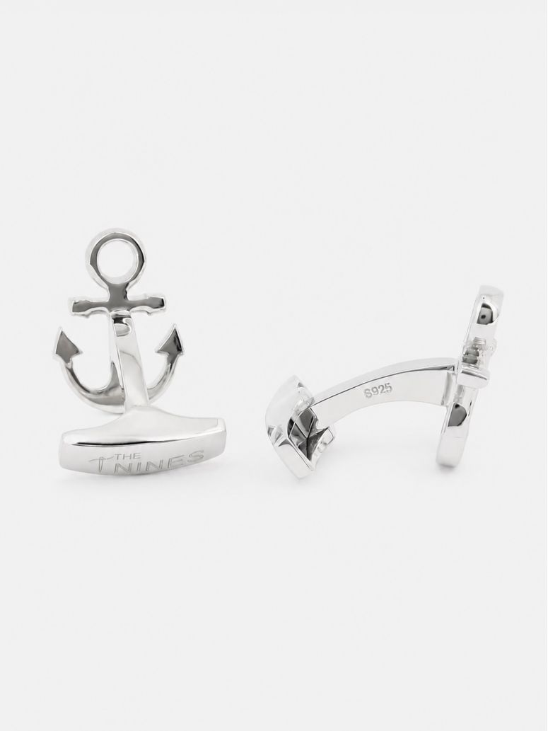 Manchetknopen anker massief zilver Portsmouth