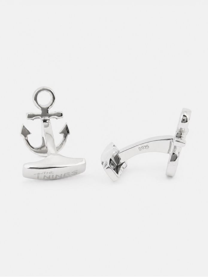 Manchetknopen anker massief zilver Portsmouth