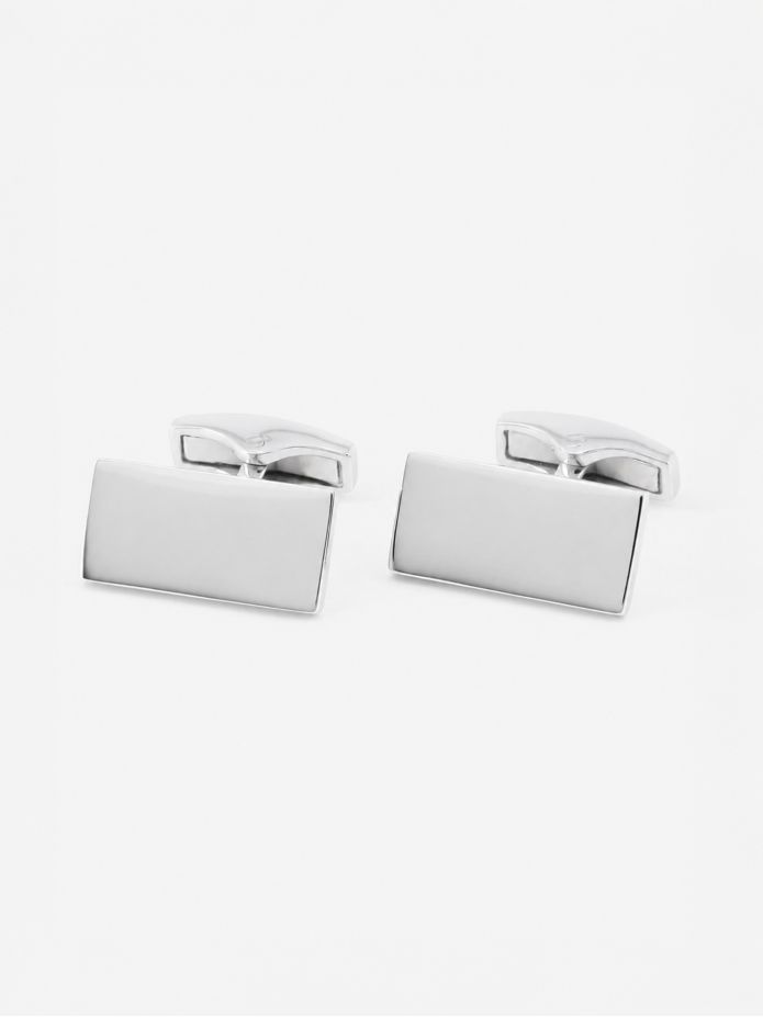 Rechthoekige manchetknopen massief zilver brompton