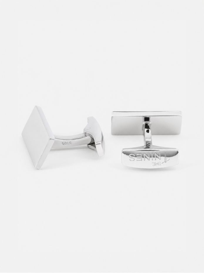 Rechthoekige manchetknopen massief zilver brompton