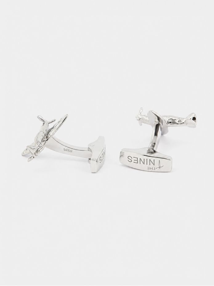 Manchetknopen vliegtuig massief zilver Spitfire