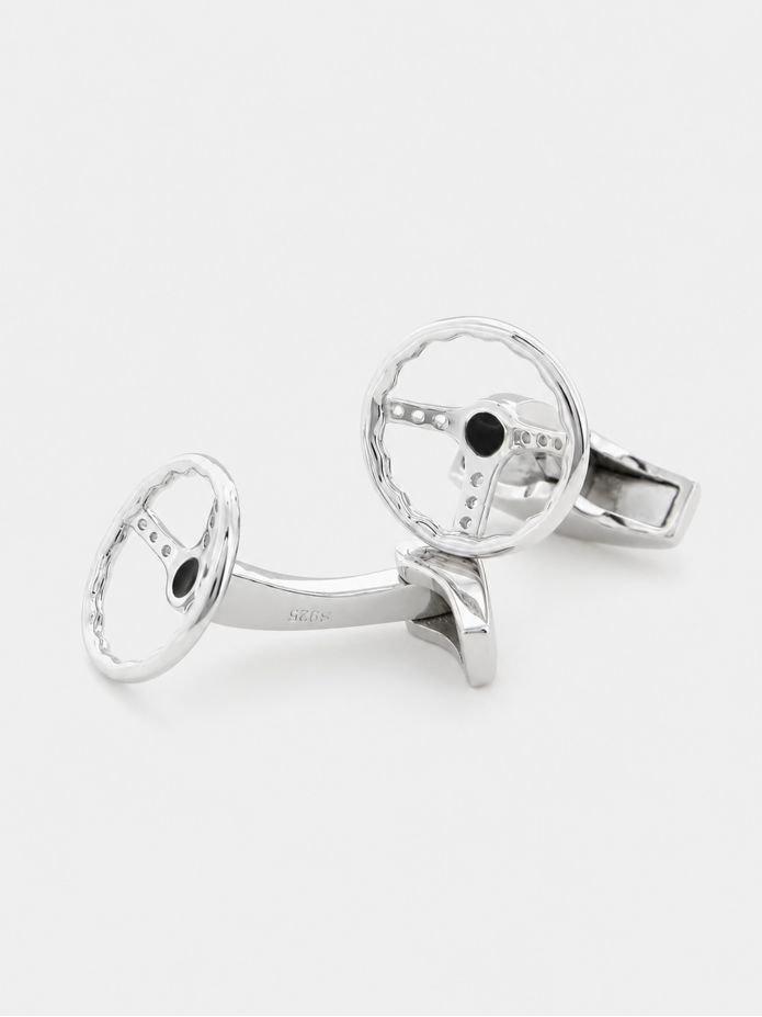 Manchetknopen retro stuurwiel massief zilver Daytona