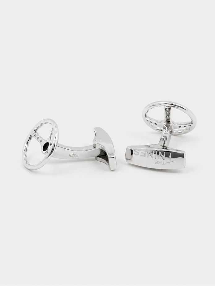 Manchetknopen retro stuurwiel massief zilver Daytona
