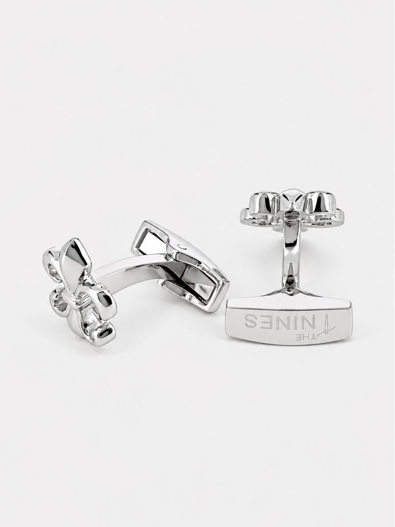 Manchetknopen fleur de lys massief zilver Saint Louis
