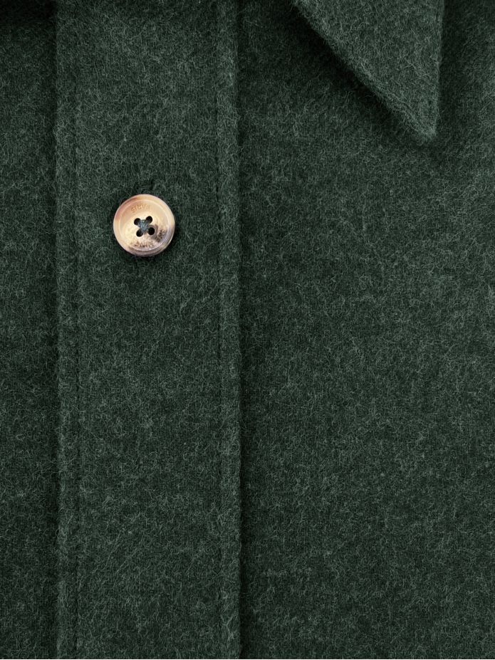Overhemd met Franse kraag in bosgroen flanel