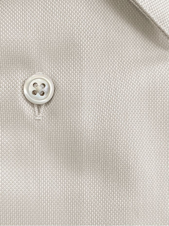 Kreukvrij overhemd met Franse kraag in beige Royal Oxford