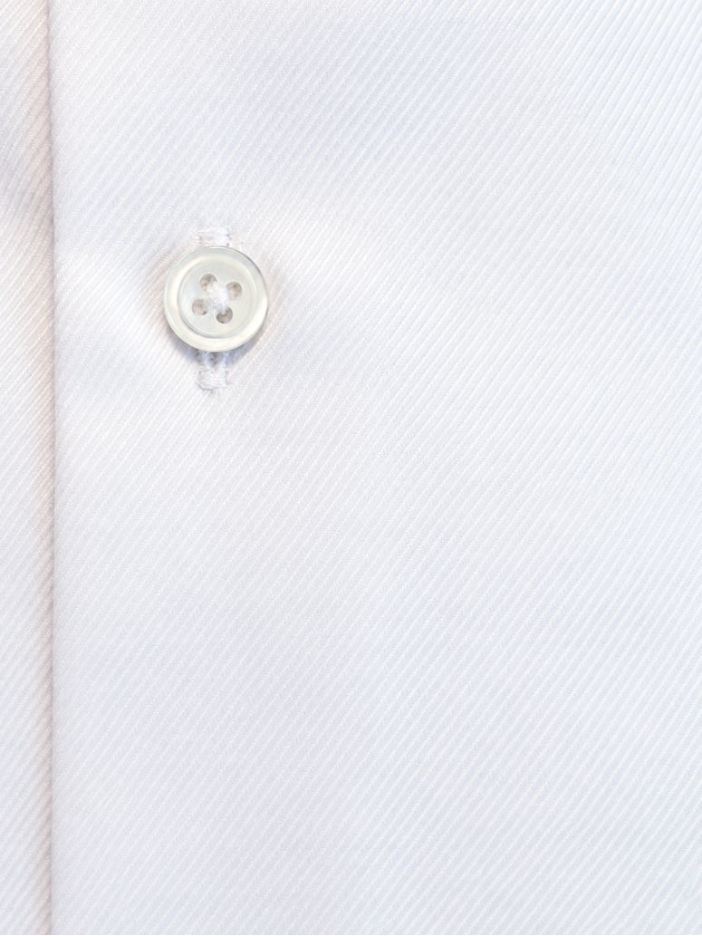 Overhemd met Italiaanse kraag in wit twill met manchetknopsmouwen