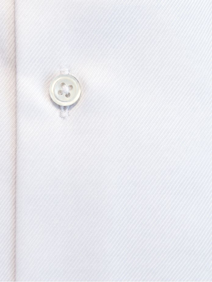 Overhemd met Italiaanse kraag in wit twill met manchetknopsmouwen