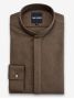 Overhemd mao-kraag in bruine flanel