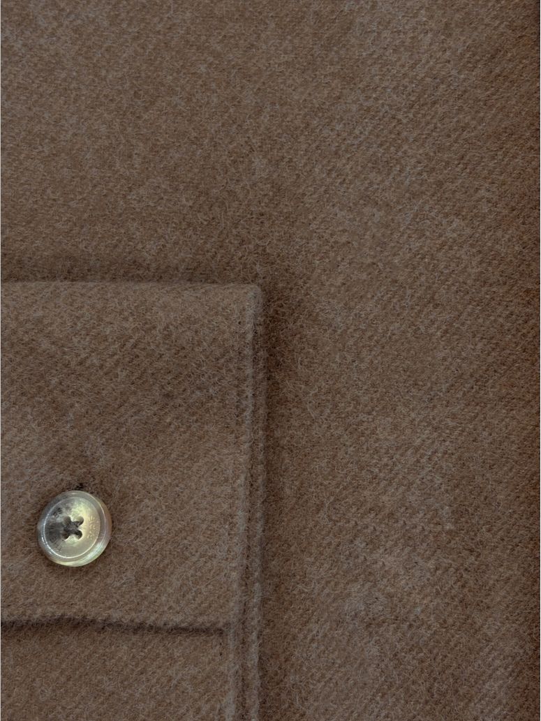 Overhemd met Mao-kraag in bruin flanel