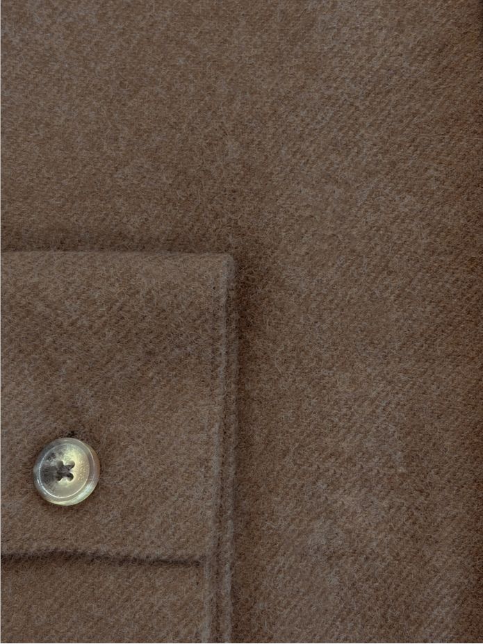 Overhemd met Mao-kraag in bruin flanel