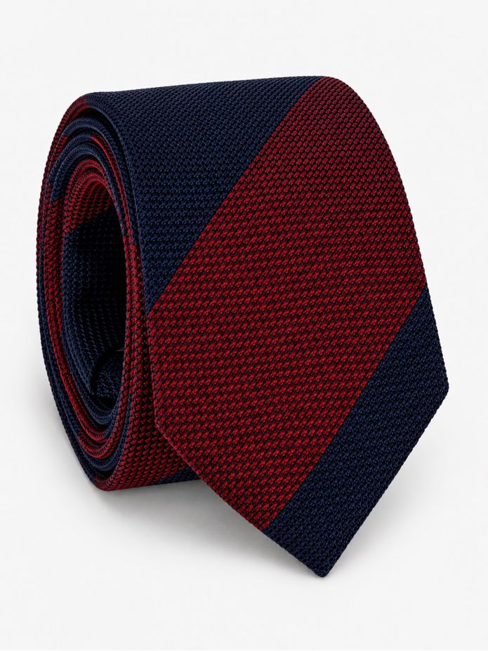 Grenadine zijden stropdas marineblauw met bordeaux strepen