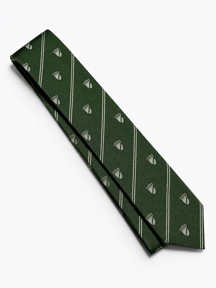 Groene zijden das met wapenschildmotief