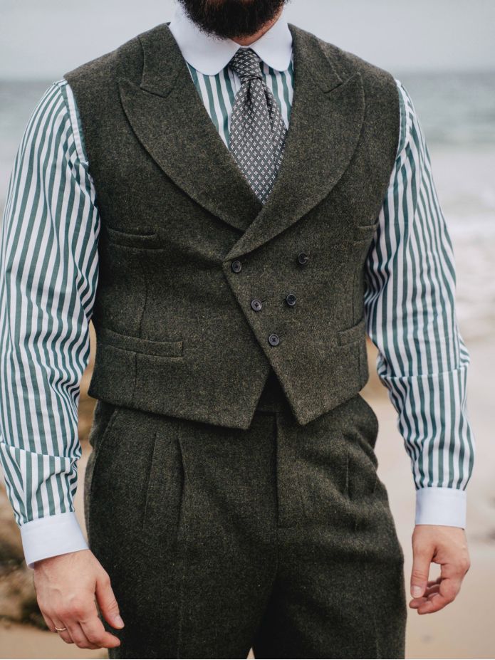 Kildare kostuumgilet in lodengroen