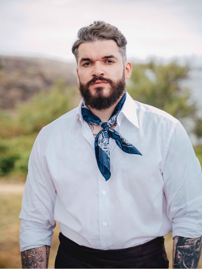 Marineblauwe bandana met paisleymotief LISBURN
