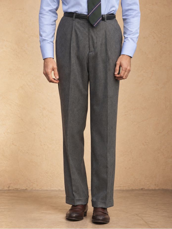 Grijze flanellen broek met hoge taille Faro
