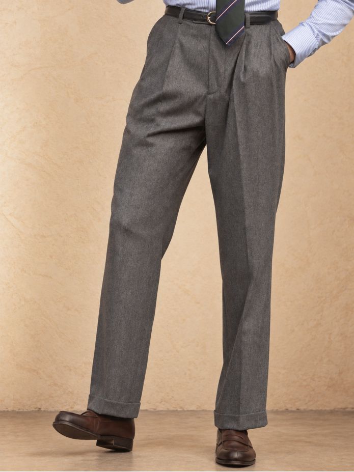 Grijze flanellen broek met hoge taille Faro