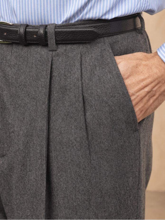 Grijze flanellen broek met hoge taille Faro