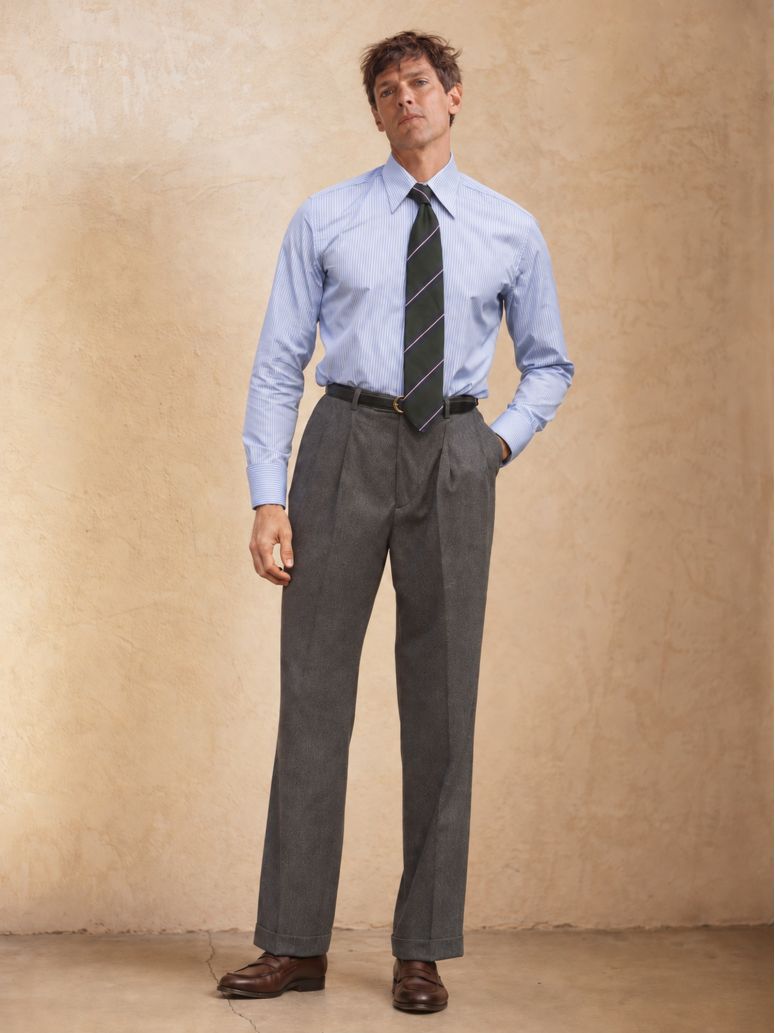 Grijze flanellen broek met hoge taille Faro