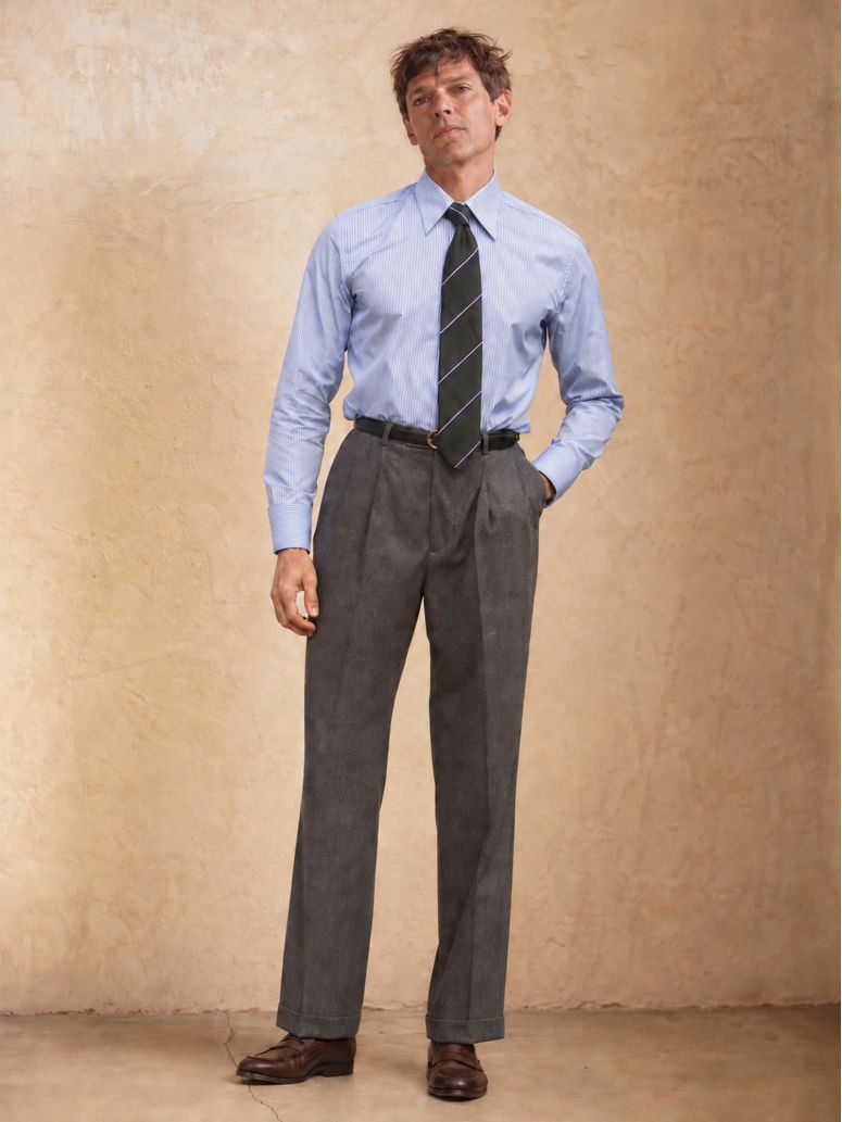 Grijze flanellen broek met hoge taille Faro